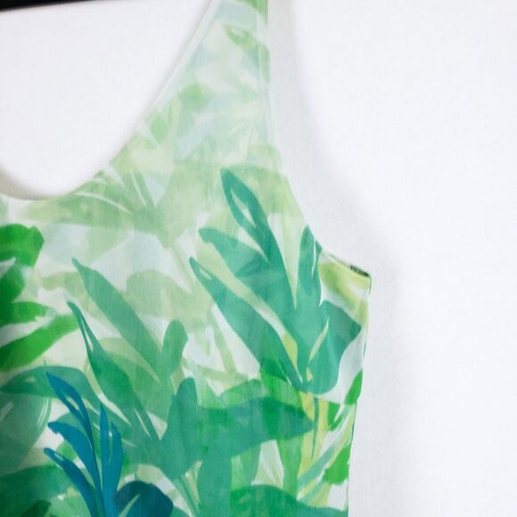 Cabi Tropical Slip Dress Womens M Green Resort Flounce Hem Chiffon Vacation - Picture 3 of 9